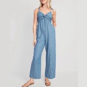 Denim Jumpsuit twist front strappy
